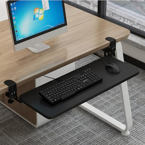 IkErna Computer -Tastatur -Tablett Unter Dem Tischauszug Tastaturhalter - Desk Extender -Plattform - Einstellbare Tastaturschublade/Black/75 * 25 cm