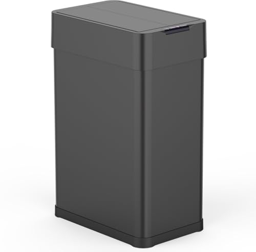 KITCHEN MOVE Silverlake - Pattumiera da cucina automatica, 60 l, in acciaio inox, con reggiatura, apertura a farfalla, grande capacità