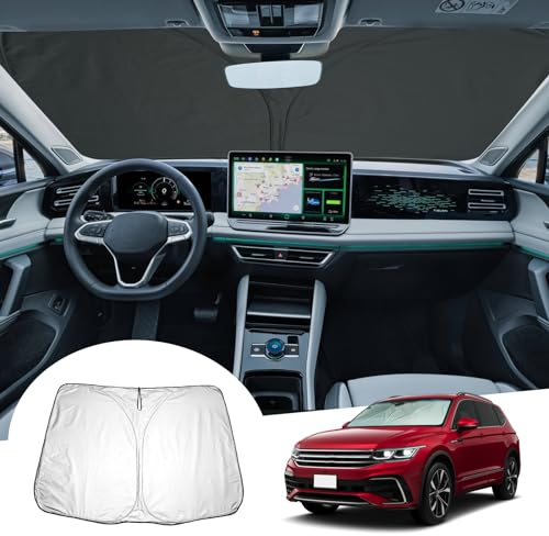 GAFAT Compatible con VW Tiguan 3 2024 2025 Protección solar para Parabrisas interior, Ti-guan iii 2024 Parasol Parabrisas Lunas delanteras, Enfriamiento, Protección UV, Ti-guan 3 Accesorios