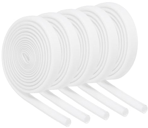 sourcing map 5Pcs Wire Insulation Braid Fire Sleeve,3.28Ft-4mm ID White, High Temp Silicone Coated Fiberglass Sleeving for Automotive Hose Lines Electrical Wiring