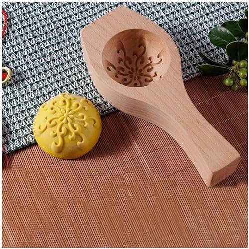 ZUICC DIY Steamed Bun Mold,Chinese Traditional Mooncake Mould,Baking DIY Cookie Biscuit Dim Sum,Baking Mold Kitchen Baking Tool,Flower Shape Wooden Baking mooncake Cookie (B)
