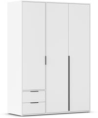Rauch Möbel NAGATA, Kleiderschrank, Farbe Weiß, Breite 140 cm | Schrank, Mehrzweckschrank, 3-türig, 2 Schubladen, für Schlafzimmer, Kinderzimmer, Studentenwohnung, Garderobe, Homeoffice