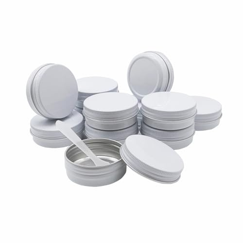 Wopanxye 12pcs 1oz 30 ml Aluminum Tin Jar, 30g Refillable Makeup Container, 30 Gram White Screw Lid Round Can Sample Pot for Cosmetic DIY, Handmade, Lip Balm, Cream, Salve, Toner, Candle, Paint, Scrub