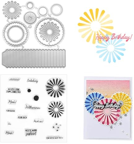 YEJAHY Stempel Und Stanzen, Stanzschablonen Neuheiten, Stanzer Set, Stanzformen Stempel, Stanzschablone Für Diy Geburtstage Scrapbooking Kunst Handwerk