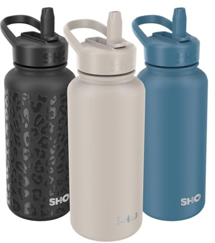 SHO Guzzler Insulated Stainless Steel Water Bottle (Soft Taupe, 950ml)