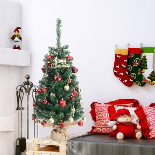 LEADZM Künstlicher Weihnachtsbaum 90 cm, Tisch Weihnachtsbaum klein künstlich geschmückt für Weihnachten Deko, Grün ohne Dekoration