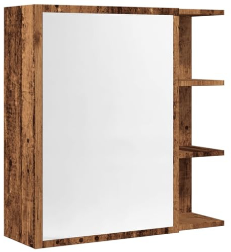 vidaXL Spegelskåp för badrum åldrat trä 62,5x20,5x64cm konstruerat trä, badrumsspeglar, speglar, medicinskåp, spegel, väggskåp, väggskåp badrum