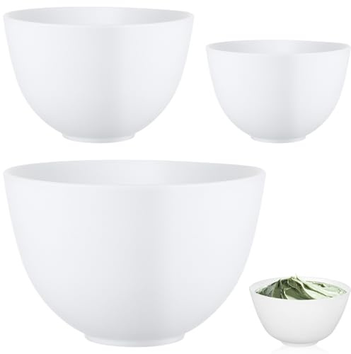 ULTECHNOVO 3 Pcs Silicone Mixing Bowl Set, Reusable Prep and Serve Bowls Facemask Mixing Bowl for Facial Mask, Skincare, DIY Craft, Resin, Acrylic Painting, White