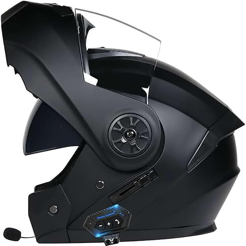 Casco da moto modulare Bluetooth Flip Up Casco integrale da moto con doppia visiera antiappannamento Caschi integrali omologati ECE Leggeri per donne e uomini A,S=55-56CM