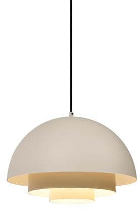 Qazqa Skandinavisch Pendelleuchte, Pendellampe - Loes - Crème, Rund, 40cm, Ideal als Wohnzimmerlampe