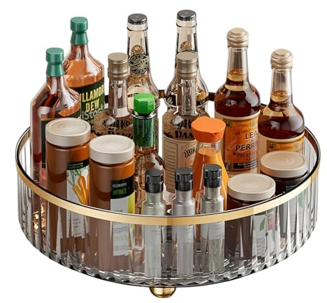 VZLYMTV 360°Rotierender Tisch Küchenorganizer–27cm Transparent,Dieser Kühlschrank Drehteller und Lazy Susan Drehteller ist Rotierbar und Eignet Sich Ideal für Gewürze, Kosmetikartikel und Flaschen.
