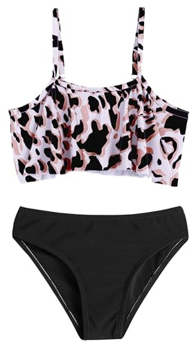 Arshiner Mädchen Bikini-Set Sommer Kinder Badeanzuge Zweiteiliger Tankini Rüschen Bustier Bikinislip Badebekleidung für Mädchen Muster 8/160 11-12 Jahre