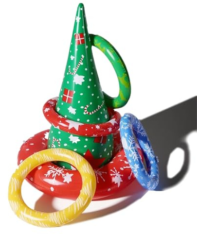 Aufblasbares Ringwurfspiel,Ringwurfspiel Kinder Outdoor Ostern Indoor Spiele,Wurfspiel mit Wurfringe Familie Spiele Gartenspiele Party Requisiten Gastgeschenke für Kinder Sommerparty