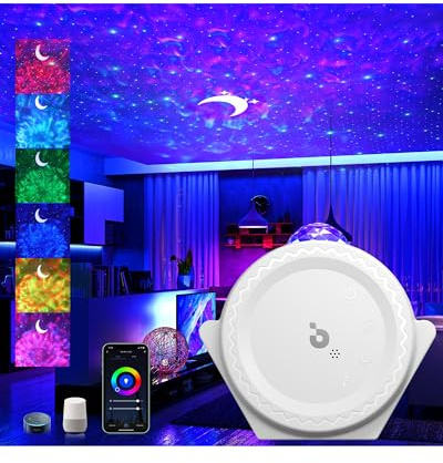 VOGHERB Galaxy Projector Night Light: 3 in 1 Star Lights Projector with Nebula Ocean Moon, 3D Starlight Sensory Lights with Voice/Timer Control,Compatible Alexa Google Assistant,for Bedroom Gifts