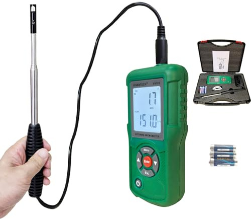 VIVANTECH Professional-Grade Hot Wire Anemometer with Backlit LCD – Accurate Air Flow Meter for HVAC, Ducts, and Ventilation Systems, Wind Speed Meter Measures CFM/CMM, Temperature (℃/℉)