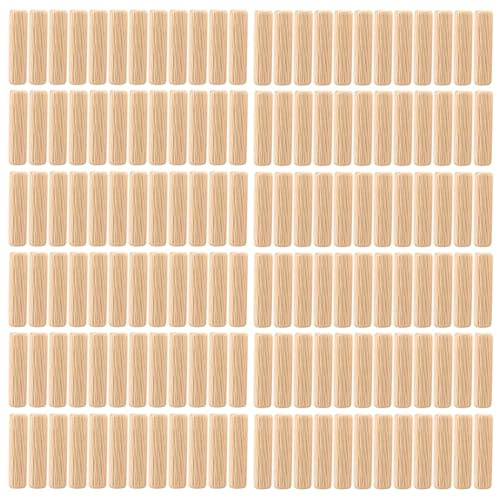 90 Pcs Wooden Dowels Assorted, M8 Wood Plugs Dowel Rods | Woodwork Pins Tapered and Ribbed for Grooved Fluted, Craft, DIY, Carpentry and DIY Craft Projects (M8-90PCS)