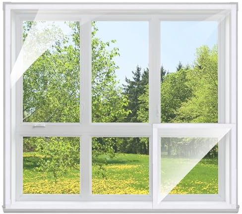PATIKIL Window Insulation Kit,190x200cm Adjustable Clear Plastic Window Covering Wrap Shrink Film for Attic Vent Shutter Cover, Warm in Winter Cool in Summer, White