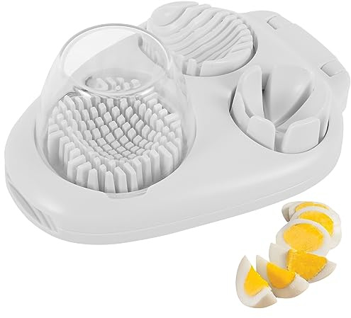 3 in 1 Eierschneider Eierschneider Spülmaschinenfest mit Edelstahl Schneidlinien Eierteiler Egg Slicer zum Schneiden von Eiern Erdbeeren Champignons Kiwis