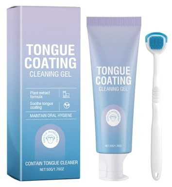 Zungenreiniger Gel mit Zungenbürste, Tongue Coating Cleansing Gel, Effektive Reinigung für Langanhaltend Frischen Atem, Reinigt und Pflegt die Zunge (1)