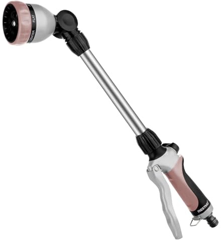 RESTMO 42 cm Largo Pistola de Riego de Metal, Lanza de Riego, Oro Rosa
