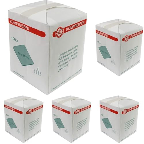 MULLKOMPRESSE 10X10CM 8FA, 100 St (Packung mit 5)