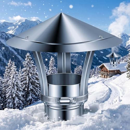 Terminale Canna Fumaria in Acciaio Inox Cappello Antipioggia per Camino Copertura Tetto Tappo Sfiato Comignolo Rotondo per Condotti di Stufe Caminetti Cappe Scarico Fumi Esterni(160mm)