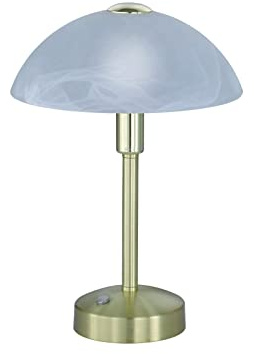 Trio Leuchten LED Tischleuchte Donna 525790108, Metall Messing matt, Glas alabasterfarbig weiß, inkl. 4 Watt LED, 4-fach Touch Dimmer