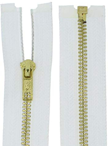 zipworld Reißverschlüsse Gold-Metall Reißverschluss 5mm teilbar (Weiss - 101, 60cm)