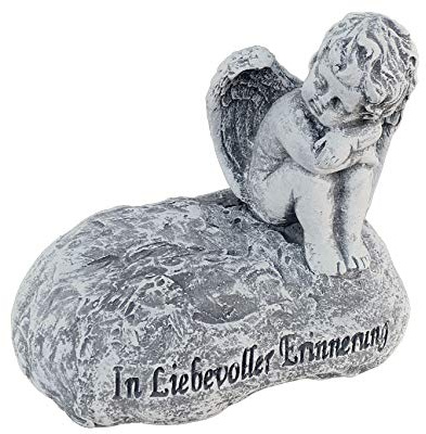 stoneandstyle Grabschmuck Engel Stein sitzend Inschrift frostfest wetterfest Steinfigur