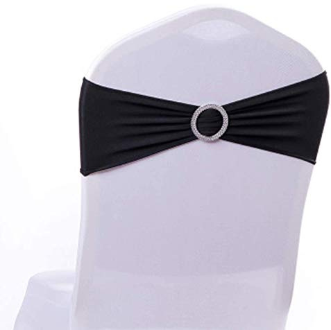 Tosnail 50 Pack Spandex Chair Sashes Wedding Chair Decoration Party Chairs Covers - Black