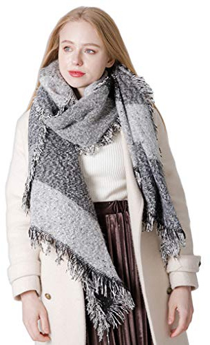 MAKFORT Damen XXL Schal Winter Kuschelig Warm Imitation Kaschmir Tuch Karo Halstuch Scarf 205x65