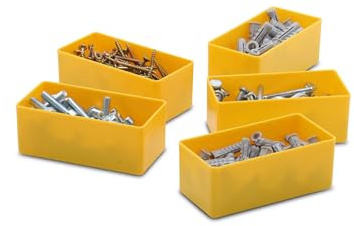 1a-TopStore 10 Stk. Einsatzkästen Einsatzboxen Schubladen-Einsatzkasten Sortierboxen, 32 Größen, 5 Farben (gelb, 99x49x40 mm)