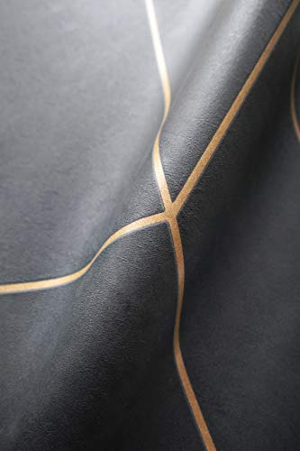 NEWROOM Tapete Schwarz Vliestapete Linien - Grafiktapete Modern Gold Muster Grafisch Geometrisch Mustertapete Grafik Geometrische Formen inkl. Tapezier-Ratgeber