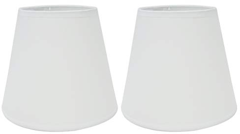 Eastlion 2 Stück Lampenschirme E14/E27 für Tischleuchten Wandleuchten Kristall-Kronleuchter Lampenschirme Obere 10 cm x Höhe 14 cm x Untere 16 cm,Weiß