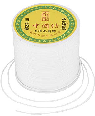 Craftdady - Cordoncino in nylon intrecciato per perline da 0,8 mm, per nodi cinesi, macramè, braccialetti fai da te, collane e gioielli, da 91 metri, colore: bianco