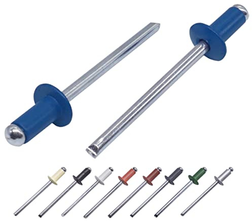 (Pack of 100 pcs) Painted Blind Rivets 4.0 x 8 mm, Dome Head, DIN 7337, Aluminum Rivet and Steel Mandrel, Pop Rivets (100, Gentian Blue RAL 5010)
