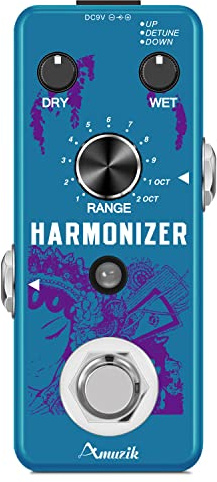 Amuzik Guitar Harmonizer Effect Pedal Digital Octave Effects Pedals Harmony Pitch Shifter Detune For Electric Guitar Bass Mini Size True Bypass