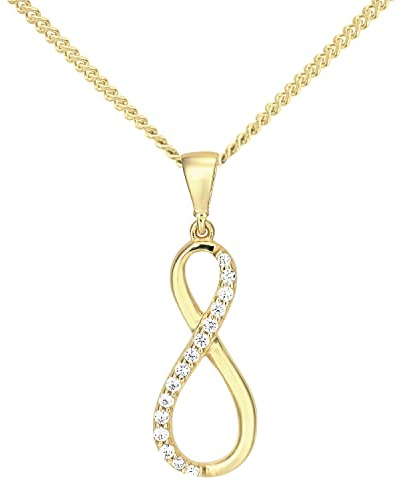 Old English Jewellers 9ct Yellow Gold Diamond Infinity Dropper Pendant Necklace + 18 inch Chain
