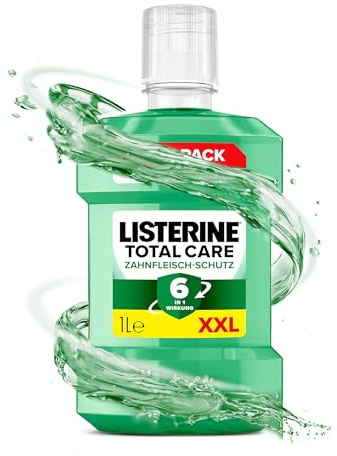 LISTERINE Total Care Zahnfleisch-Schutz 1000 ml, schützende Mundspülung gegen Zahnfleischprobleme mit 6 in 1 Wirkung, antibakterielles Mundwasser stärkt die Zähne, bis zu 24h frischer Atem