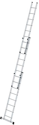 PROREGAL Sprossen-Schiebeleiter 3-teilig mit Standard-Traverse 3x10 Sprossen | Leiter, Teleskopleiter, Trittleiter, Bockleiter, Sprossen-Doppelleiter