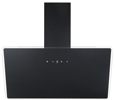 Respekta Cappa aspirante senza ingombro/cappa inclinata 90cm / struttura in metallo nero con pannello copriluce in vetro/funzione di espulsione e ricircolo dell'aria / CH112090S / A++ / 39 – 61 dB