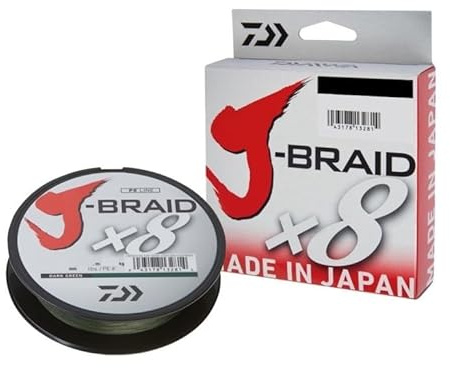 Daiwa Tresse 8 Brins J-Braid X8-150 m, PE.0,6 - D.0,06 mm, R.4kg-9lb - Vert - 12751006 - Equipement pour la peche sportive