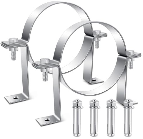 2 Pcs 6 Inch B Vent Wall Strap Round Gas Vent Pipe Strap,B Vent Wall Bracket,Adjustable Galvanized Rigid Spit Ring Hanger