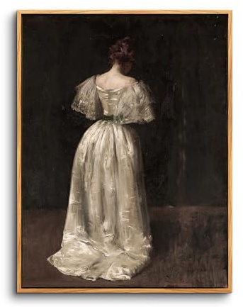 hyidecorart Vintage Leinwand Bilder mit Rahmen Holz, 30x40 cm Wandbilder Wohnzimmer Dame des siebzehnten Jahrhunderts Kunstdruck, Wanddeko Schlafzimmer Gemälde Badezimmer Büro Zimmer Esszimmer Flur
