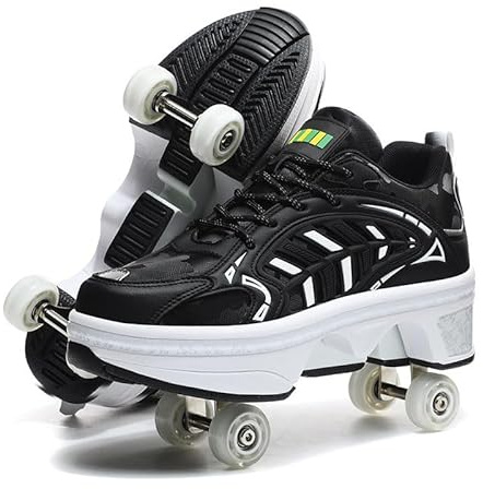 Unisex-Kinder Skateboard Schuhe Kinderschuhe mit Rollen Skate Shoes Rollen Schuhe Sportschuhe Laufschuhe Sneakers mit Rollen Kinder Jungen Mädchen,Noir-39