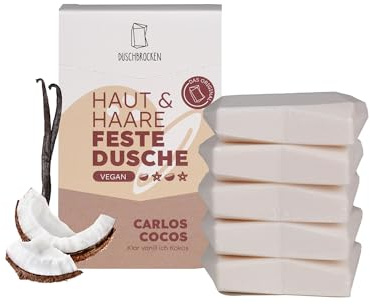 Duschbrocken 5x Cocos & Vanille Duschseife [2in1] Festes Shampoo, 500g