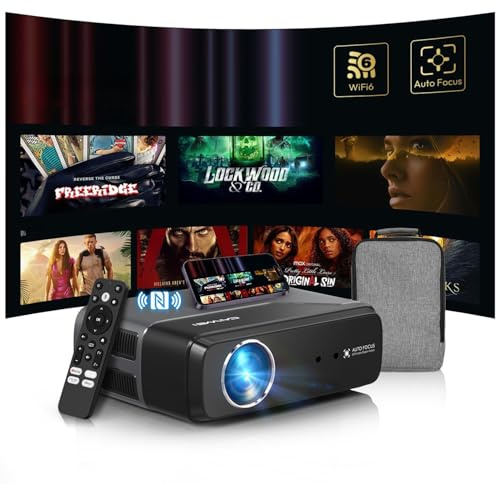 Portable Smart Projector Licensed Apps,AI Auto Focus&Keystone,1400ANSI Home Theater Projector 4K HDR,WiFi6,Bluetooth,DB Audio,Android TV OS,Voice Control,NFC Casting for Bedroom Outdoor Movie Gaming