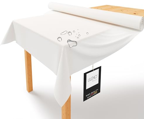 LILENO HOME Tischdeckenrolle 1,10 x 25 m - Tischdecke Weiß aus Vlies - Stoffähnlich, abwaschbare Tischdecke als Rolle, Meterware Tischtuchrolle - Einweg Papiertischdecke Rolle Alternative