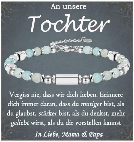 FAOMZQ Tochter Armband, Geschenk für Tochter von Mama Papa, Tochter Geschenke zum Geburtstag Abschluss Einschulung Weihnachten