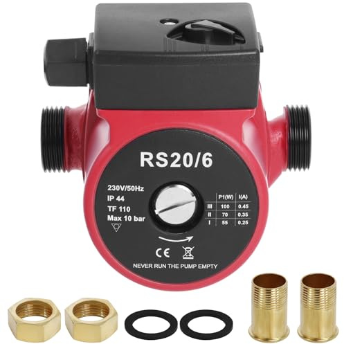 Bomba de Calefacción RS20-60/130mm para Calefacción Central y Calentadores de Agua Solar, Bomba de Circulación, Altura Máxima 6m, Funcionamiento Silencioso